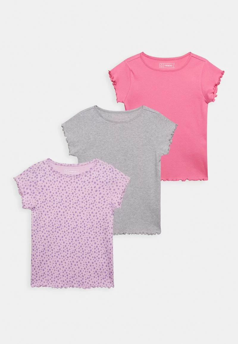 Friboo Niños 3 PACK GIRL RIB TEE - Camiseta Básica - Purple - 404_pink - 402_grey - 102 3 Friboo Niños 3 PACK GIRL RIB TEE - Camiseta Básica - Purple - 404_pink - 402_grey - 102